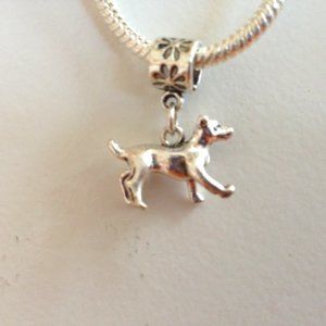 DOG Sterling Silver Plated Dangling Charm Bead For European Style Charm Bracelet